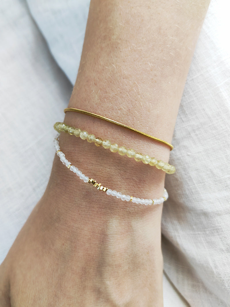 Ananda’s Divine Duo Bracelet - Yellow Apatite and Clear Quartz