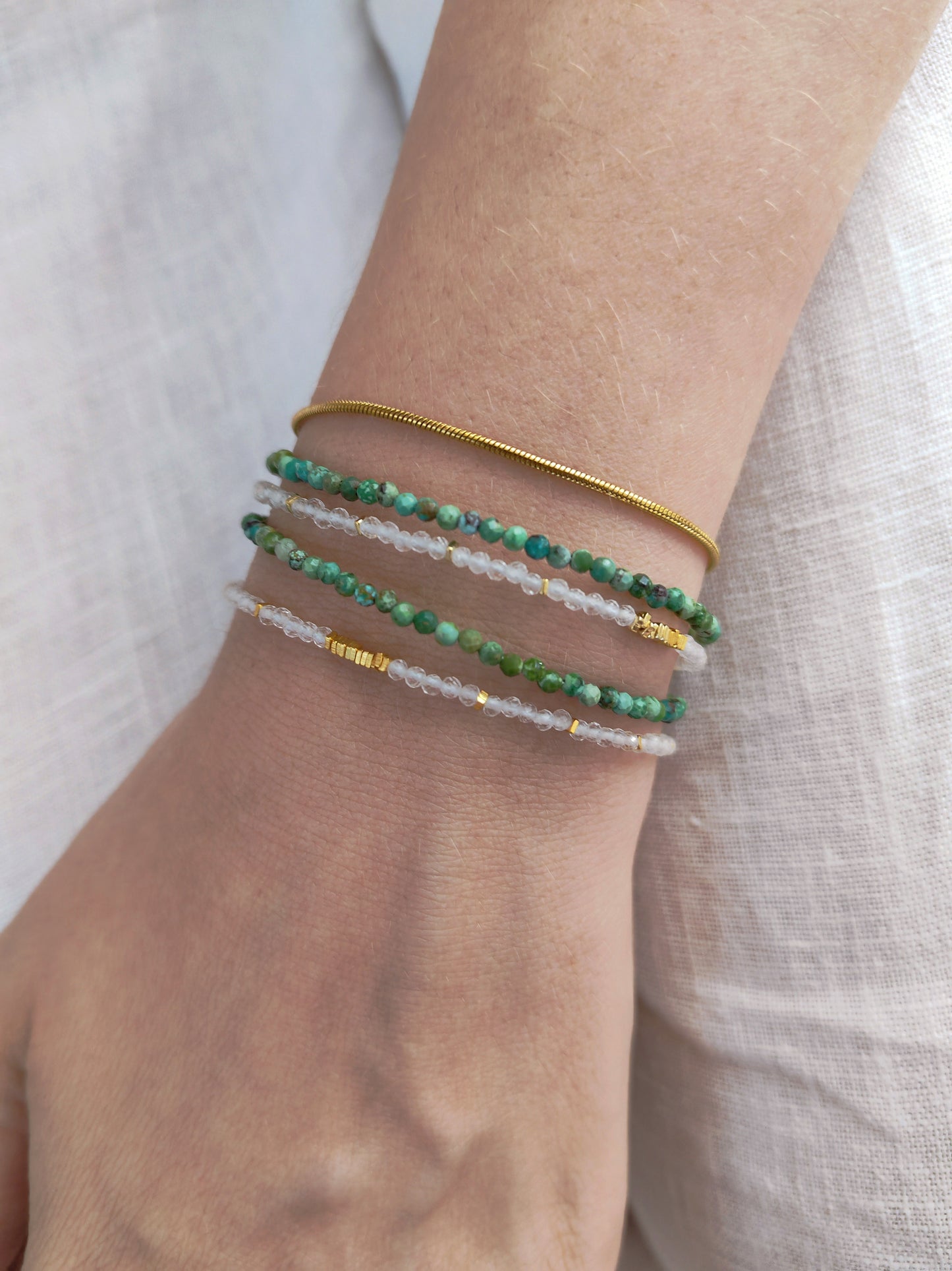 Ananda's Divine Duo Bracelet - Turquoise and Clear Quartz
