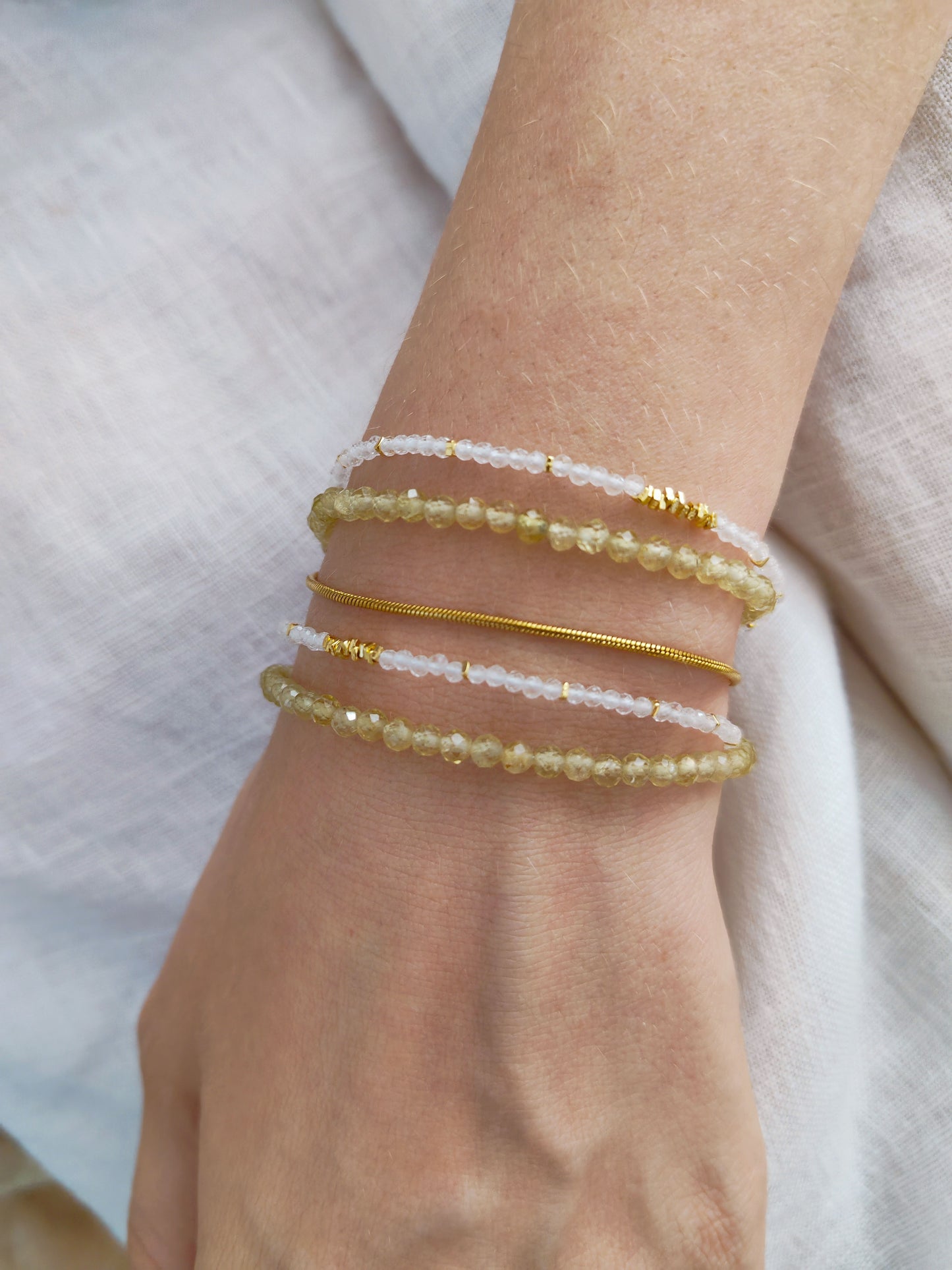 Ananda’s Divine Duo Bracelet - Yellow Apatite and Clear Quartz