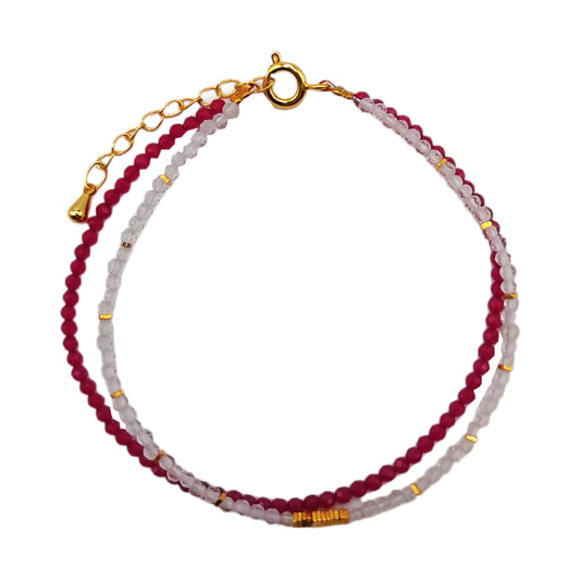 Ananda's Divine Duo Bracelet - Ruby and Clear Quartz